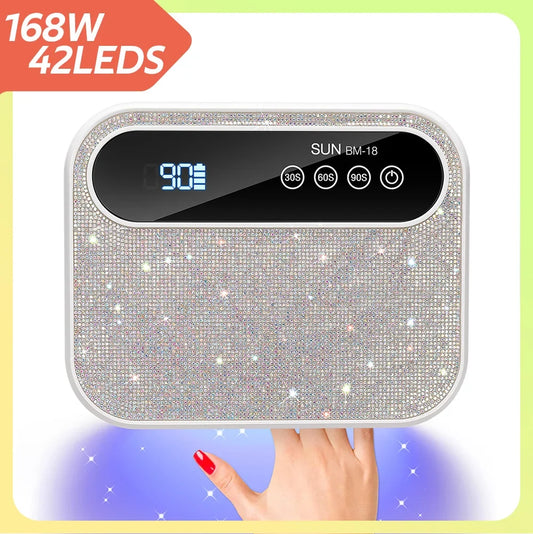 DianaBeauty 168W Rechargeable UV LED Nail Lamp 42LEDS Nail Dryer for Curing All Gels Nail Polishing Nail Art Tools
