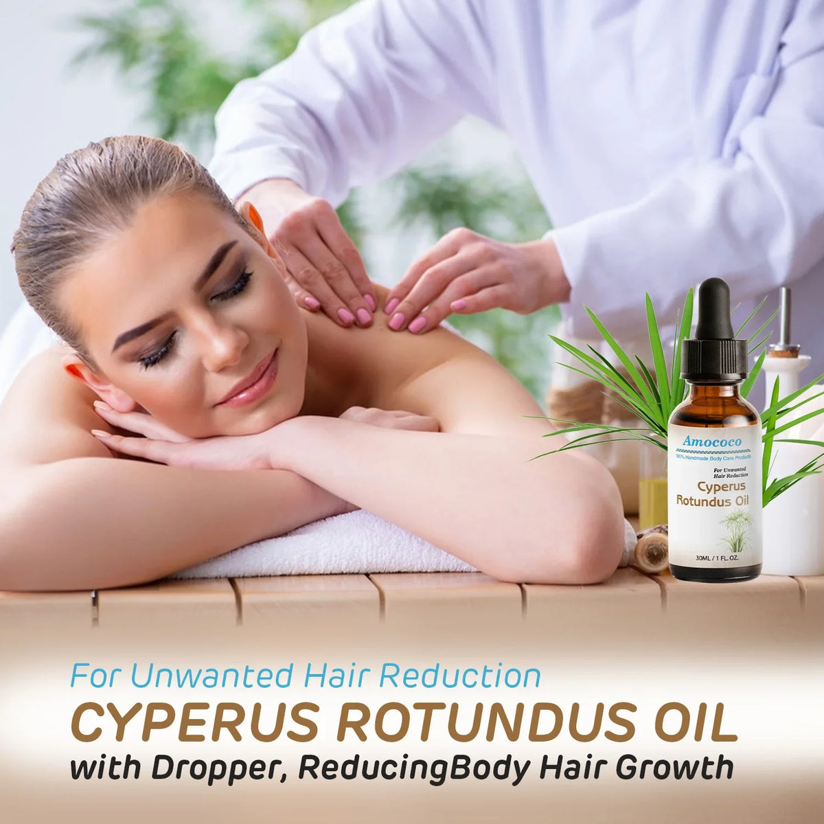 Amococo 3/6pcs Cyperus Rotundus Oil 30ml Natural Body Face Moisturizing Oil with Dropper Helps Soothe Skin After Hair Removal Non-Greasy Hydrating Serum