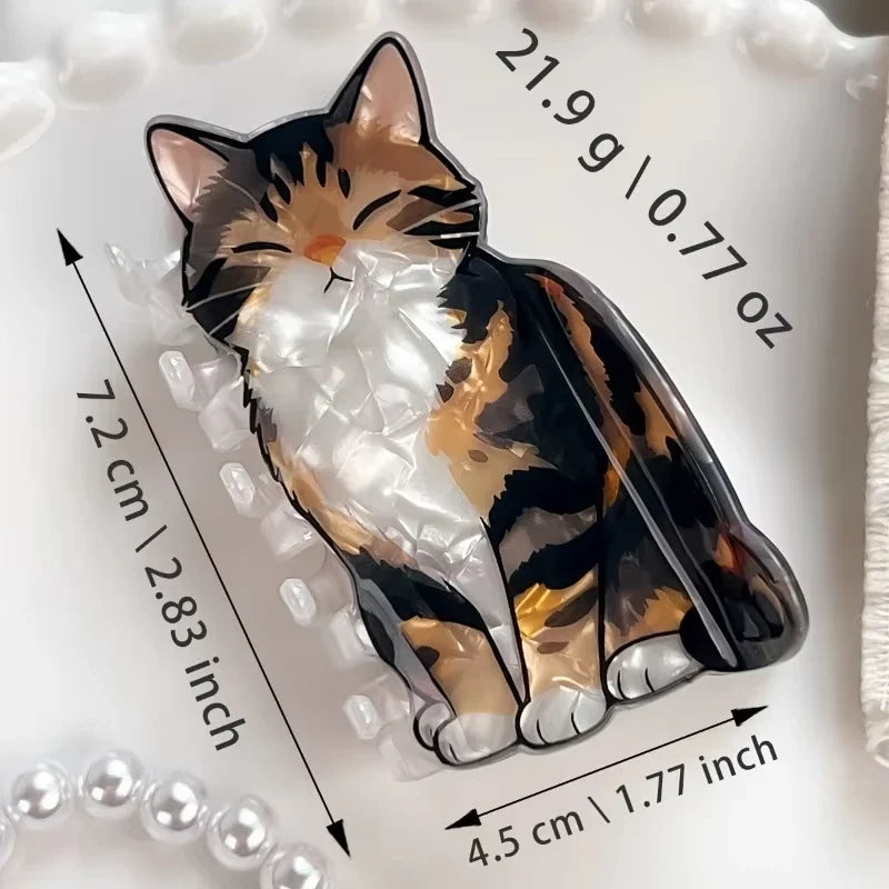 Cat Printed Hair Claw Clip Cute Calico Kitten Strong Hold 1Pc Hair Barrette Fashion Hair Accessories Birthday Gift For Cat Lover