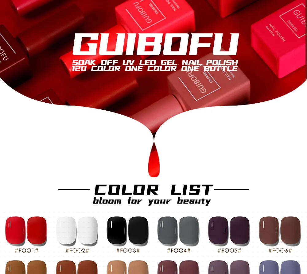 6Pcs/Set Fall Shine Finish Semi Permanent Glitter Sequins GEL Nail Polish Set Kit Soak Off Uv Varnish Nail Art