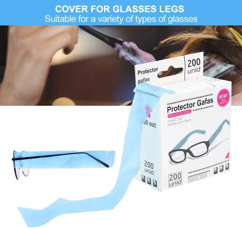 200ps/Box Disposable Glasses Leg Sleeves Cover Hairdressing DIY Barber Hair Coloring Styling Eyeglasses Protector Accessory Tool