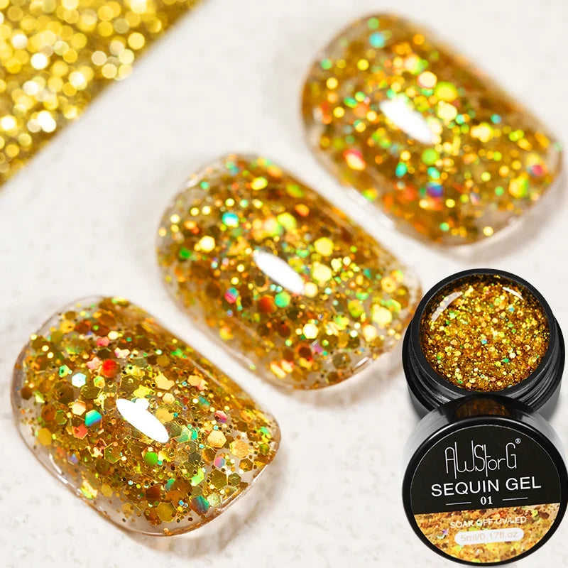 AWStorG 5ML Super Silver Metallic Gel Nail Polish Metal Effect Painting Gel Chromes Varnis Semi Permanent for Nail DIY