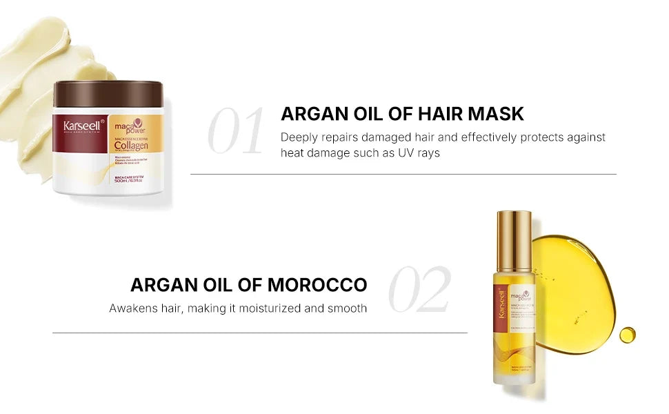 Karseell Hair Oil for Hair Healing Cold Pressed Weightless Moroccan Argan Oil Hair Serum for Nourish and Repair Damaged Hair
