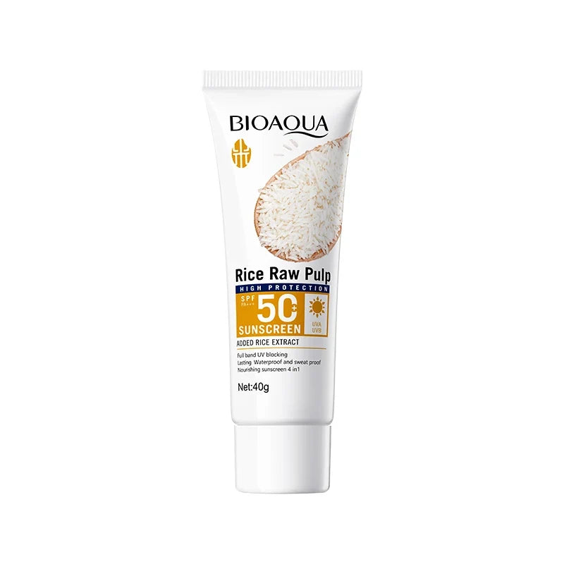 BIOAOUA Rice Puree Sunscreen SPF50+-PA+++ Isolating UV Protection, Waterproof, Suitable for Face, Neck, Body Sunscreen Lotion