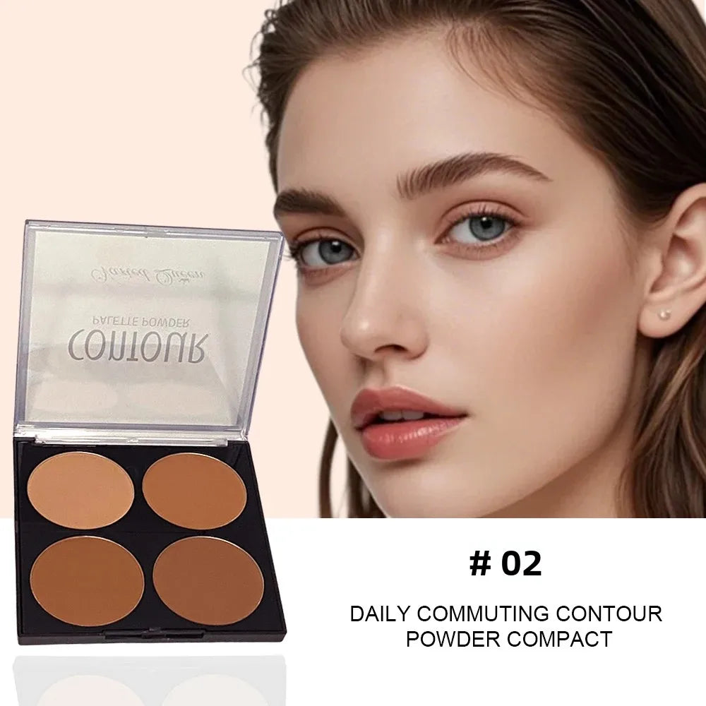4 Colors Professional Highlighter & Contour Palette 3D Matte Face Bronzer Makeup Set for Enhanced Facial Features