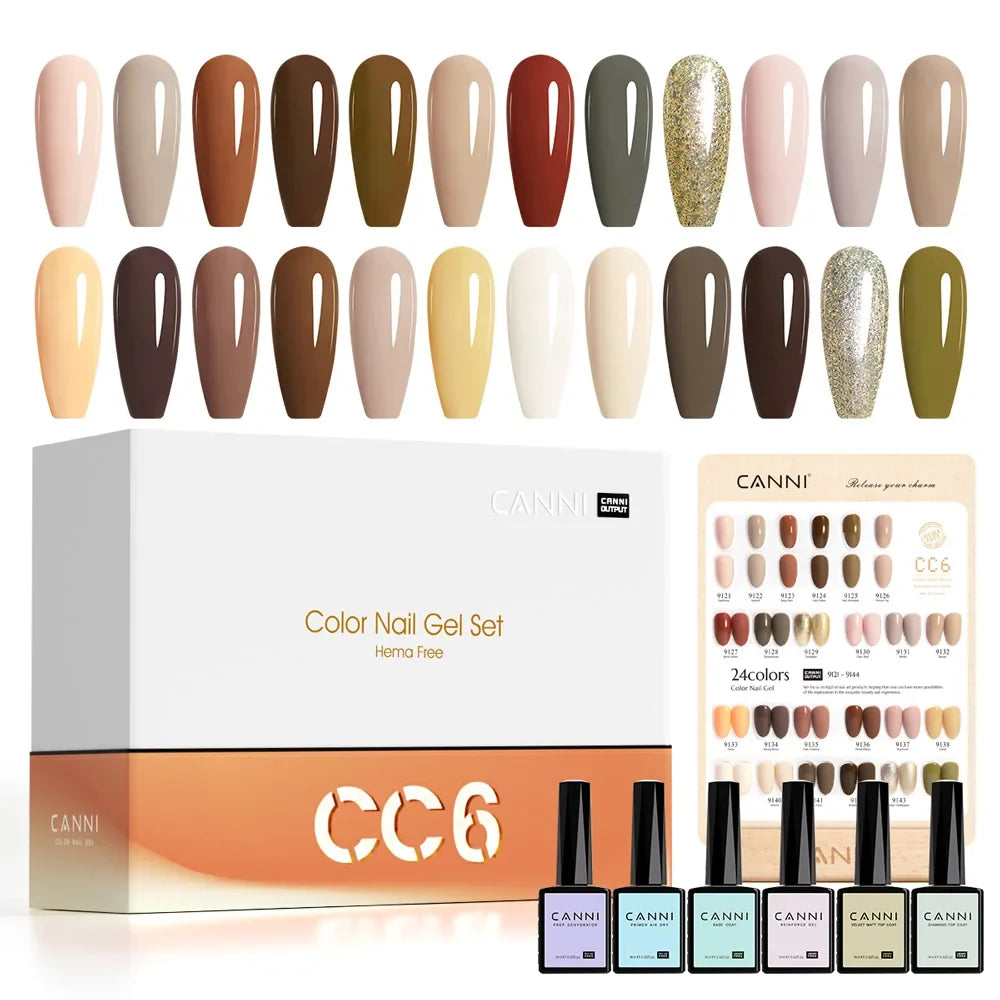 9ml CANNI CC8 HEMA FREE Nail Gel Polish Kit Nail Manicure Full Coverage Solid Color Summer Nails Soak off UV LED Nail Gel Set
