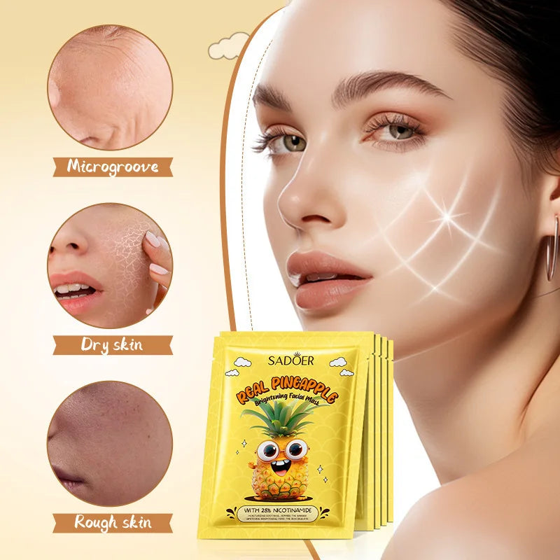 5pcs SADOER Hyaluronic Acid Collagen Face Mask Moisturizing Hydrating Facial Mask Korean Skin Care Sheet Mask for Dry