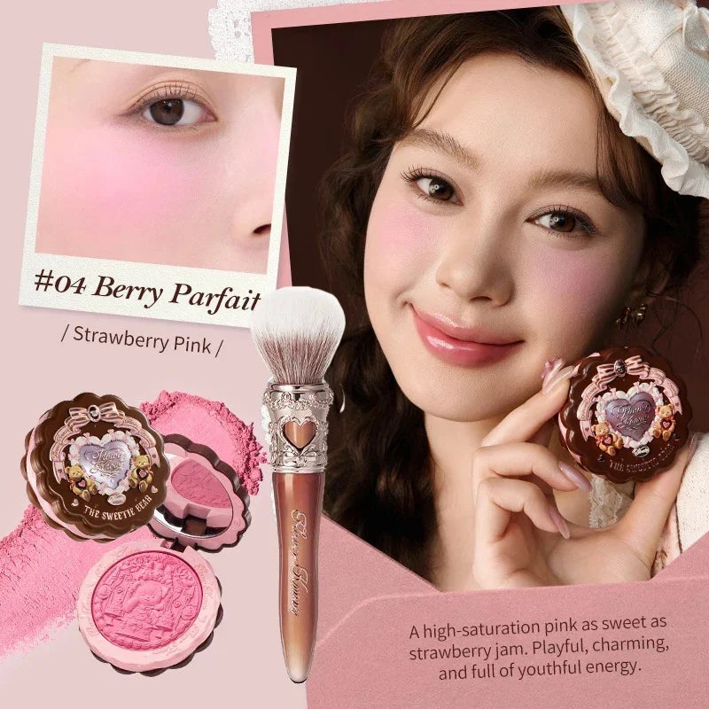 FLOWER KNOWS THE SWEETIE BEAR Blushes Silk Satin Blush Powder For Cheeks Contour Face For A Natural Matte Finish Vegan Makeup