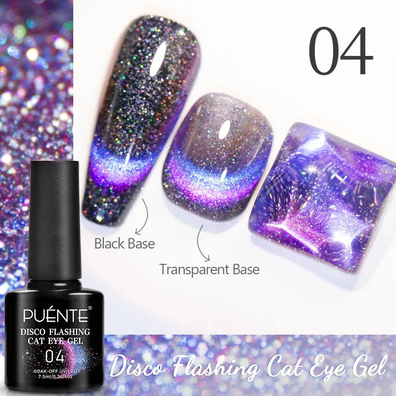 7.5ML Aurora Starlit Cat Eye Gel Nail Polish Rainbow Glitter Galaxy Cat Magnetic Nail Art Gel Soak Off UV Semi-Permanent Varnish