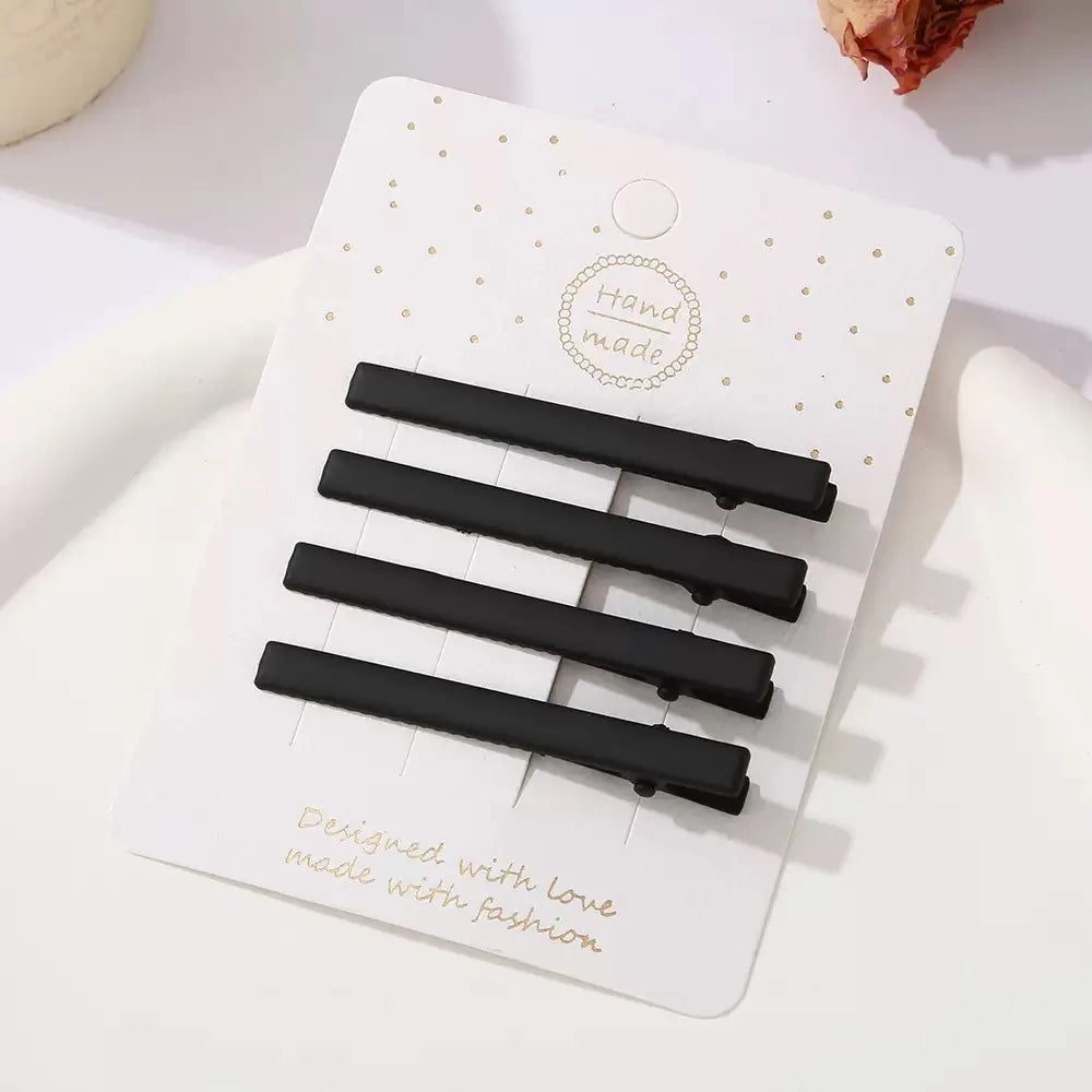 4Pcs Black Frosted Hair Clip Fashionable Trendy Hair Clips Hair Accessories Temperament Women Accessories Versatile Hair Clip