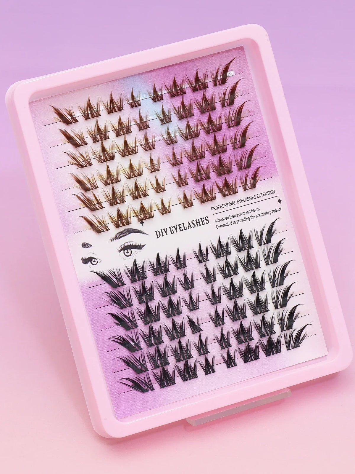 Ayr 80PCS C Curl Brown Style Eyelash Extension Winged Individual Lashes Natural Segmented Eyelash Bundles Makeup Tools
