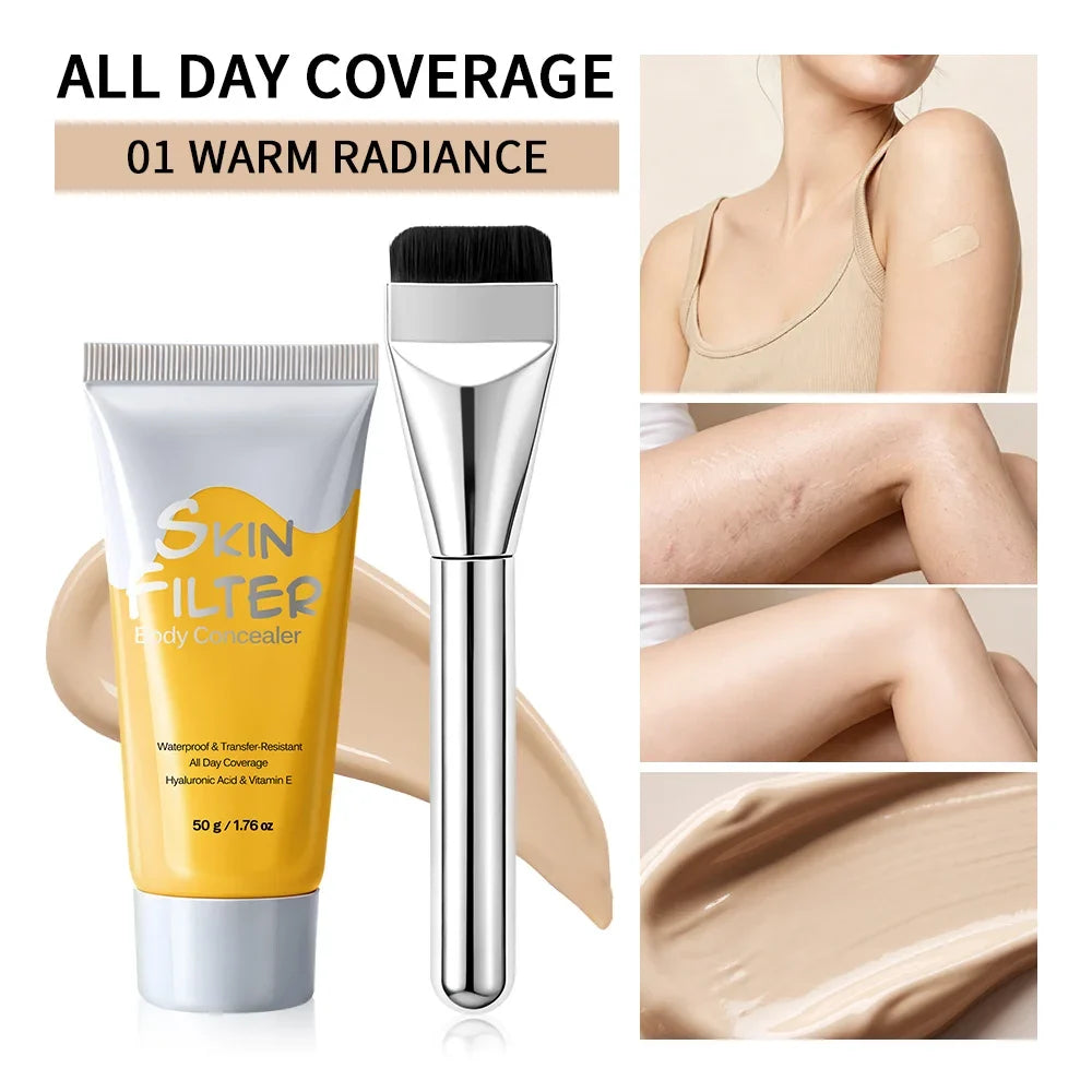 50ml Body Concealer Full Coverage Tattoo Cover Up Waterproof Hyaluronic Acid Hydrating Cover Scars Spots Veins Birthmarks Makeup