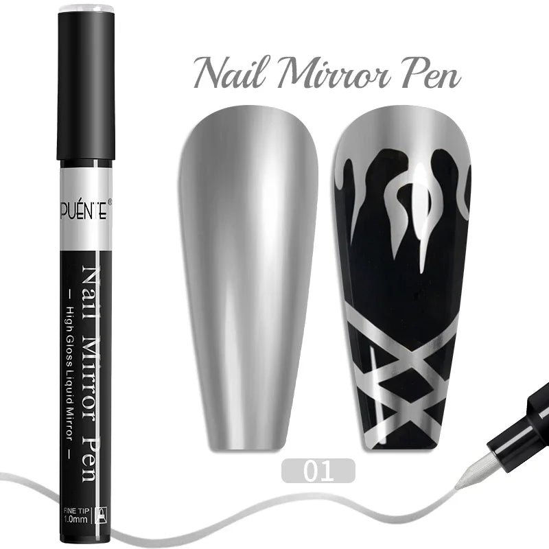 5ml Golden Silvery Metallic Painting Liner Gel Polish Chrome Mirror Effect Semi-Permanent Varnish For Stunning French Nail Art