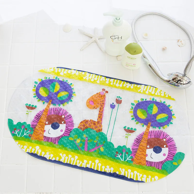 Cute Cartoon Anti-Slip PVC Bath Mats With Sucker 38cm*69cm Bathroom Multi-Color Carpet Bathtub Non-Slip Shower Soft Massage Pad