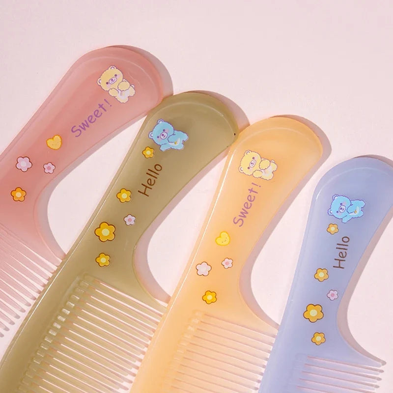 2pcs New Kids Hair Combs Set Cartoon Print Children Hairdressing Comb Tail Girls Portable Anti-Static Plastic Comb