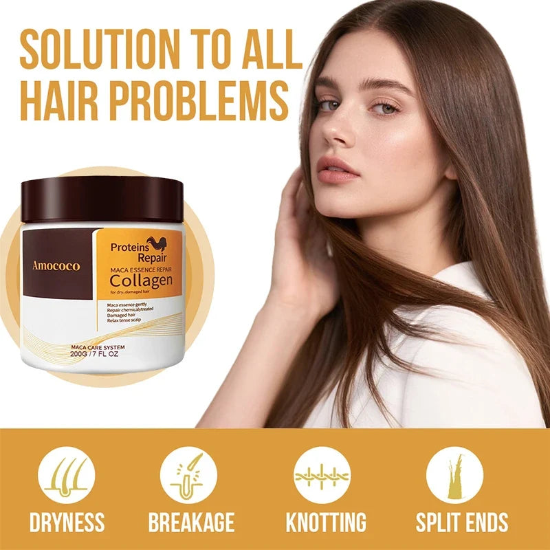 Amococo 2pcs Hair Mask 200g Each Protein Collagen Hair Mask for Dry Hair Deep Conditioning Moisturizing Hair Treatment Mask Nourishing Hair Care Mask for Women Salon Hair Care