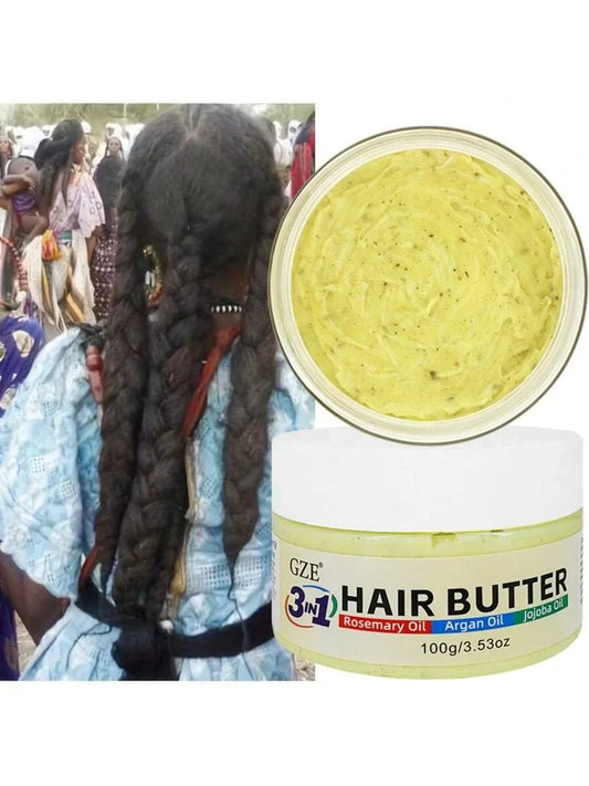 GZE 3 in 1 Hair Butter Nourishing Cream with Rosemary, Argan & Jojoba Oils for Deep Conditioning, Frizz Control, Stong Hair Root