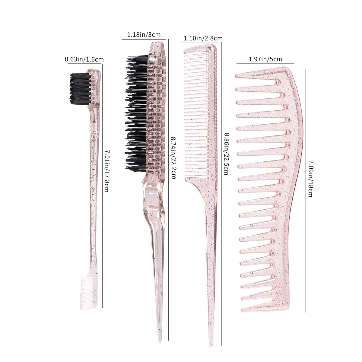 Hair Styling Comb Hair Brush Set, Teasing Edge Brush Rat Tail Comb For Curly/Straight/Wet/Dry/Long/Short Hair