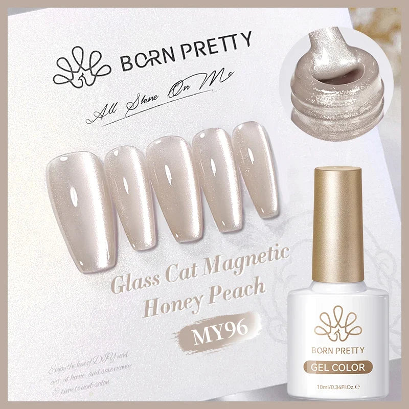 BORN PRETTY Gold Pink Cat Magnetic Gel Polish 10ml Water Light Spaking Glitter  Soak Off UV Semi Permanent Varnish Manicure