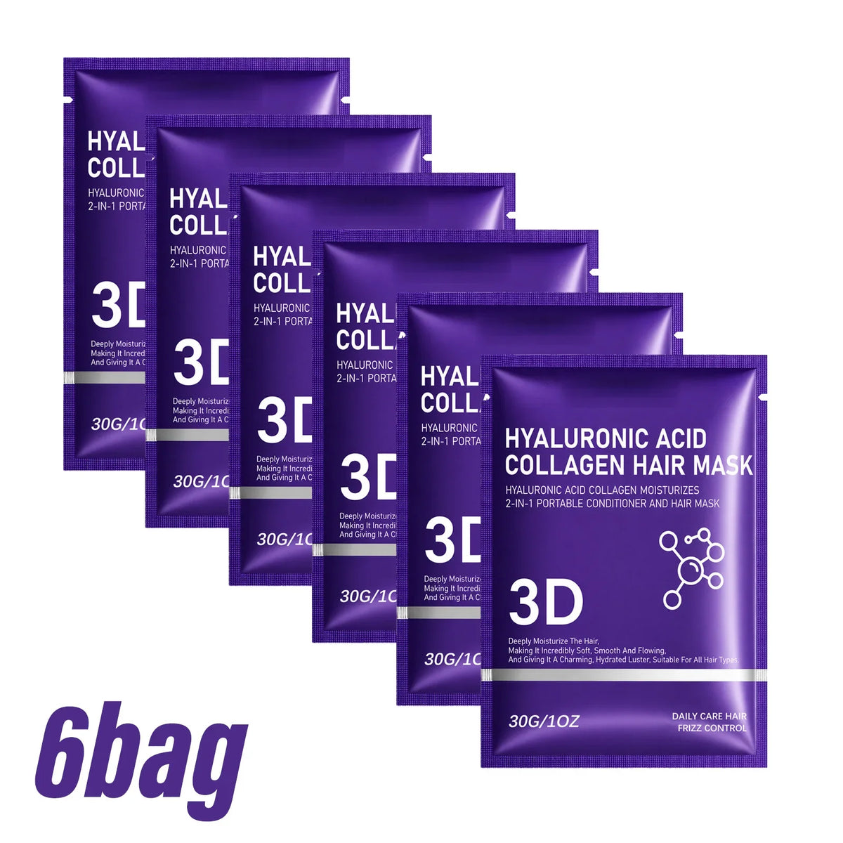 3D Hair Mask For 2in1 Hyaluronic Acid Collagen Conditioner Deep Moisturizing Anti Frizz Repair Dry Damaged Hair Soft Hair Cream