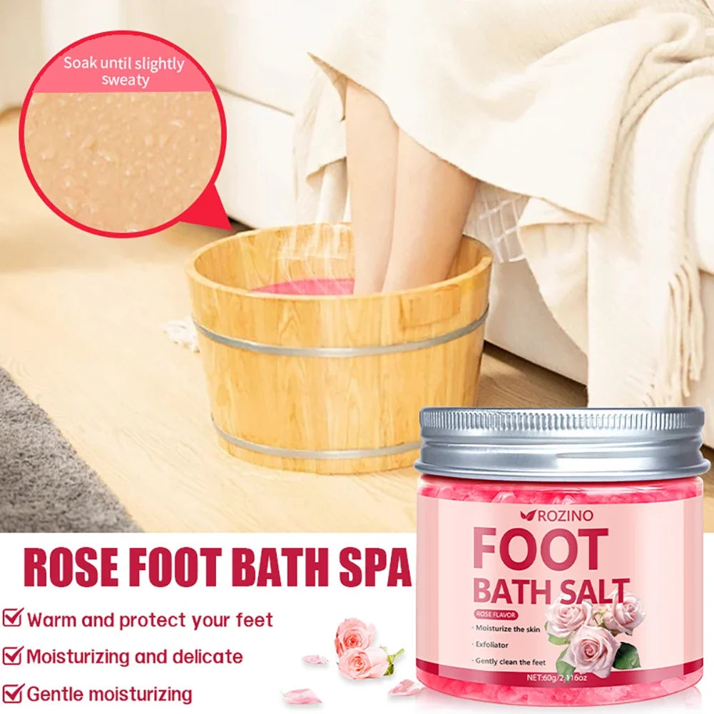 60g Rose Infused Sea Salt Bath Salt Removes Dead Skin Rich In Rose Extract Deep Cleansing Soak Salt for Manicure Pedicure