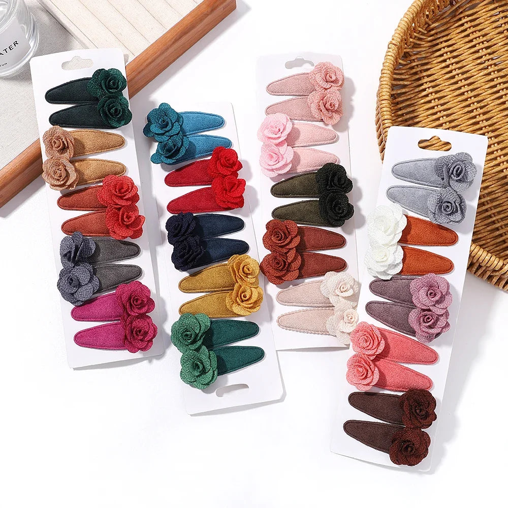 10Pcs/Lot Fresh Print Cotton Alloy Hair Clips for Kids Fabric Plaid BB Hairpins Girl Hairgripe Headwear Baby Hair Accessories