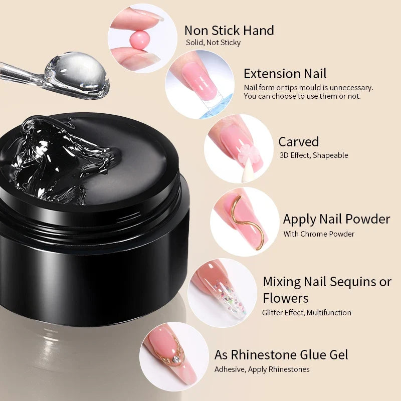 BORN PRETTY 15ml 3D Sculpting Shaping Carving Flower Gel White Clear Non Stick Hand Extension Gel Nail Polish DIY Acrylic Gel