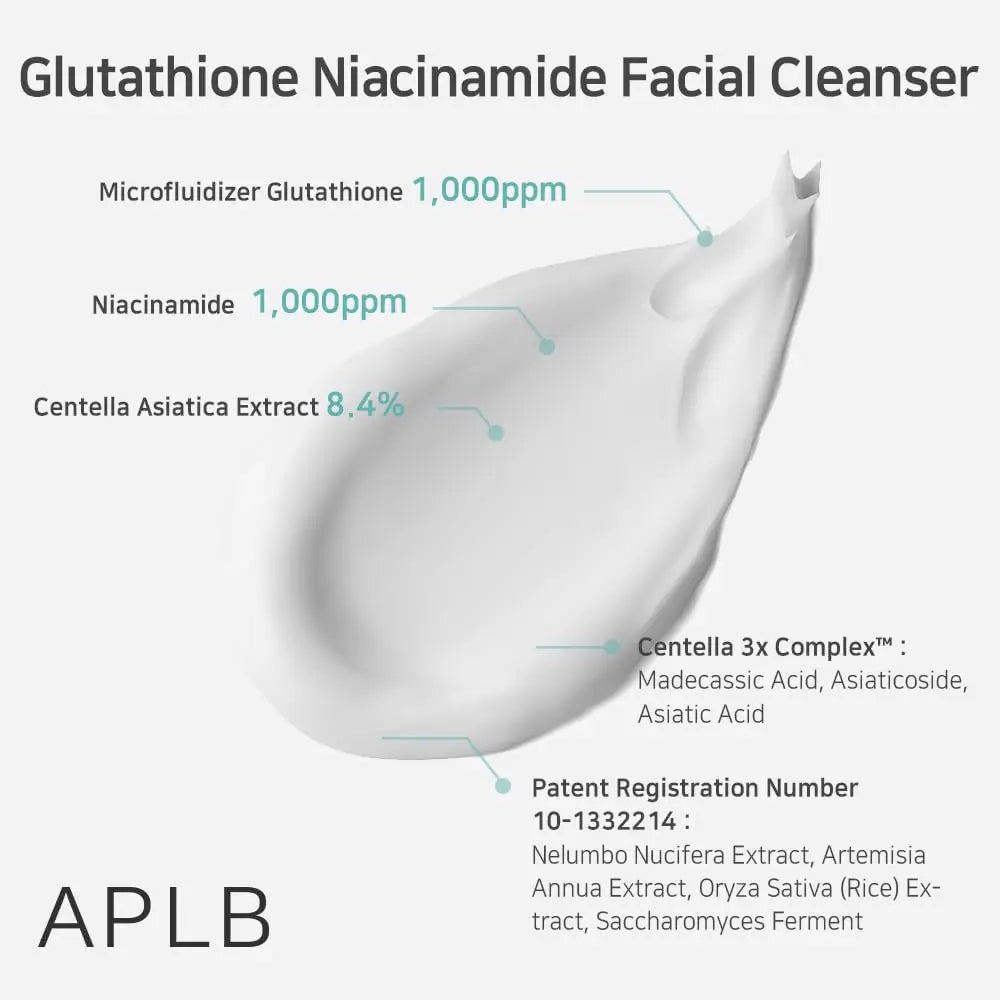 APLB Glutathione Niacinamide Facial Cleanser | LIPO GLUTA NIAC CEN™ 8.6% 2.71 FL.OZ/Korean Skincare