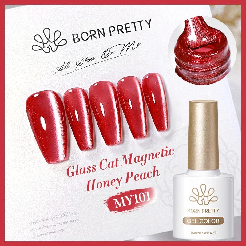 BORN PRETTY Gold Pink Cat Magnetic Gel Polish 10ml Water Light Spaking Glitter  Soak Off UV Semi Permanent Varnish Manicure