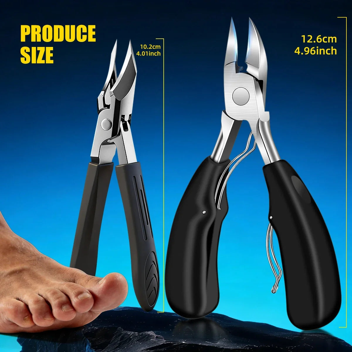 2pcs Professional Stainless Steel Nail Clippers - Ultra-sharp Blade, Specially Designed for Thick Hard Nails and Ingrown Nails,