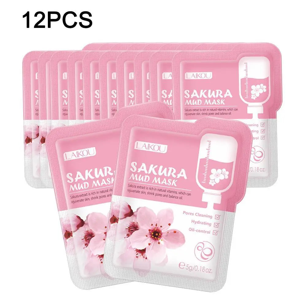 Japan Sakura Mud Face Mask Deep Cleansing Remove Blackheads Oil-Control Clay Mask Moisturizing Deep Cleansing Facial Skin Care