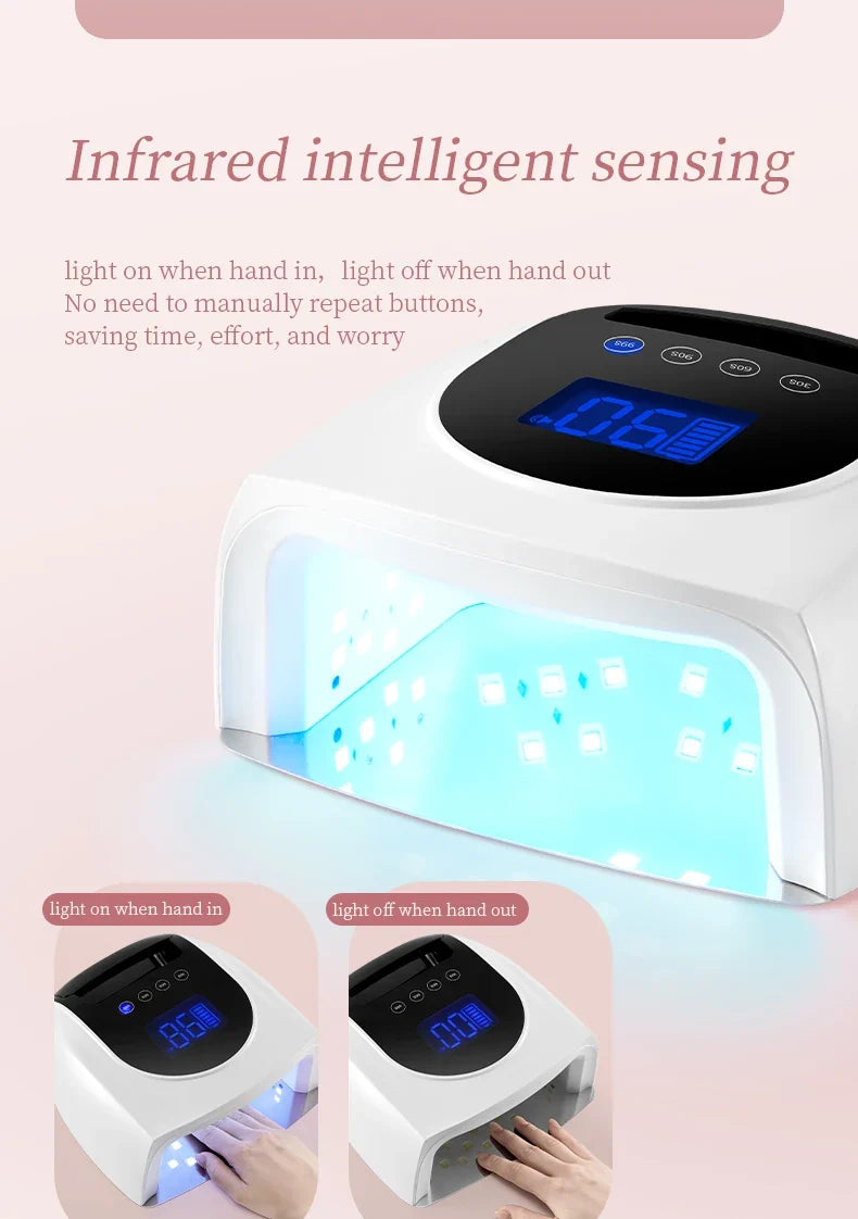 96W Magnetic Removable Bottom Nail Lamp Wireless Gel Polish Dryer Manicure Machine UV LED Light for Nail Portable Nail Lamp