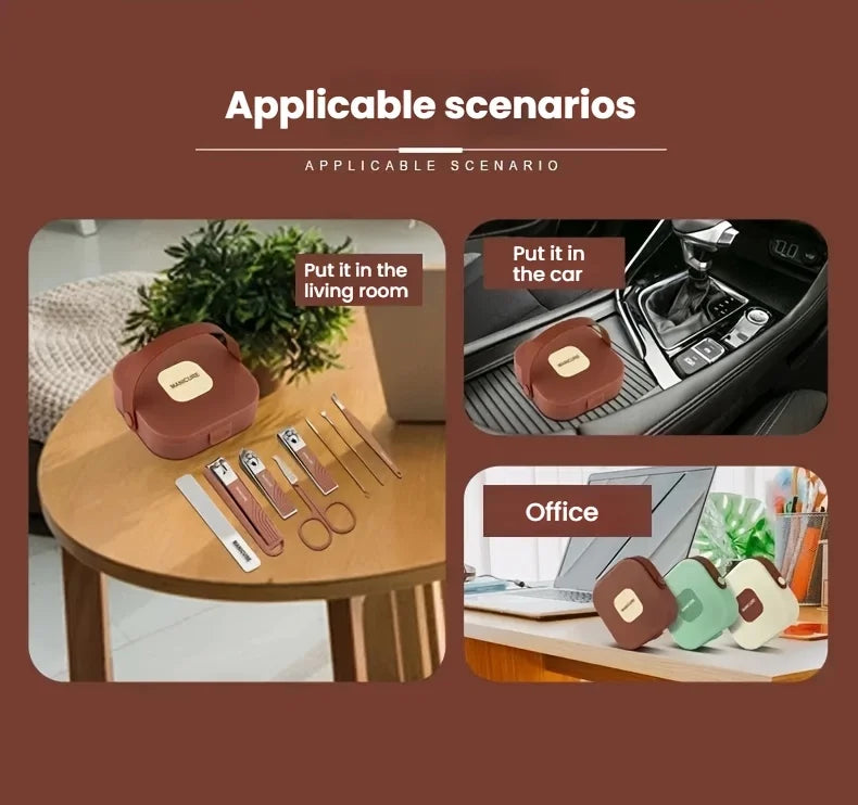 Anti-Splash Nail Clipper Set 8 Pcs Stainless Steel Manicure Pedicure Kit Portable Nail Tools with Storage Case for Men Women