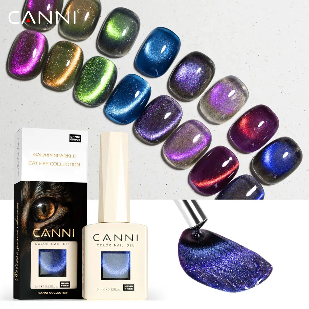 CANNI Cat Eye Gel Nail Polish TPO Free Galaxy Glitter Diamond Sparkle Gorgeous Color Soak Off UV LED Gel For Man Nail Design Gel