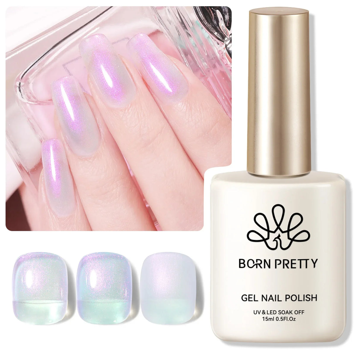 BORN PRETTY 15ml Nail Gel Polish Glitter Gorgeous Full Coverage Soak Off UV LED French Nail Art Jelly Nude Pink Varnish