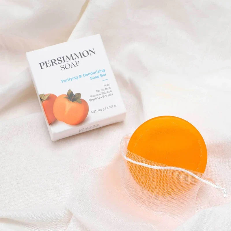 Japanese Persimmon Soap Bar,Body Purifying Deodorizing Natural Mild Soap Bar with Green Tea Extracts,Gentle on All Skin Types