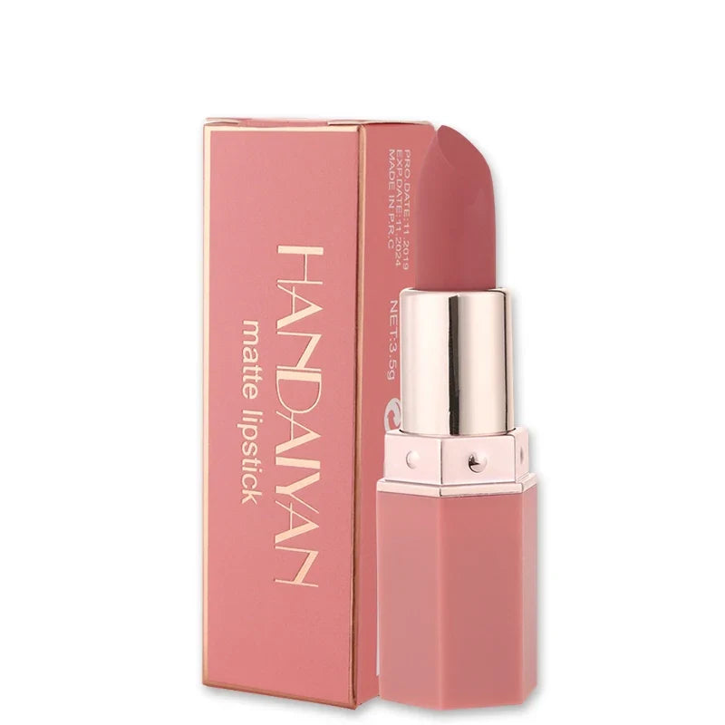 Handaiyan 6 Colors Matte Waterproof Velvet Nude Lipstick Sexy Red Brown Pigments Makeup Long Lasting Lipstick Woman