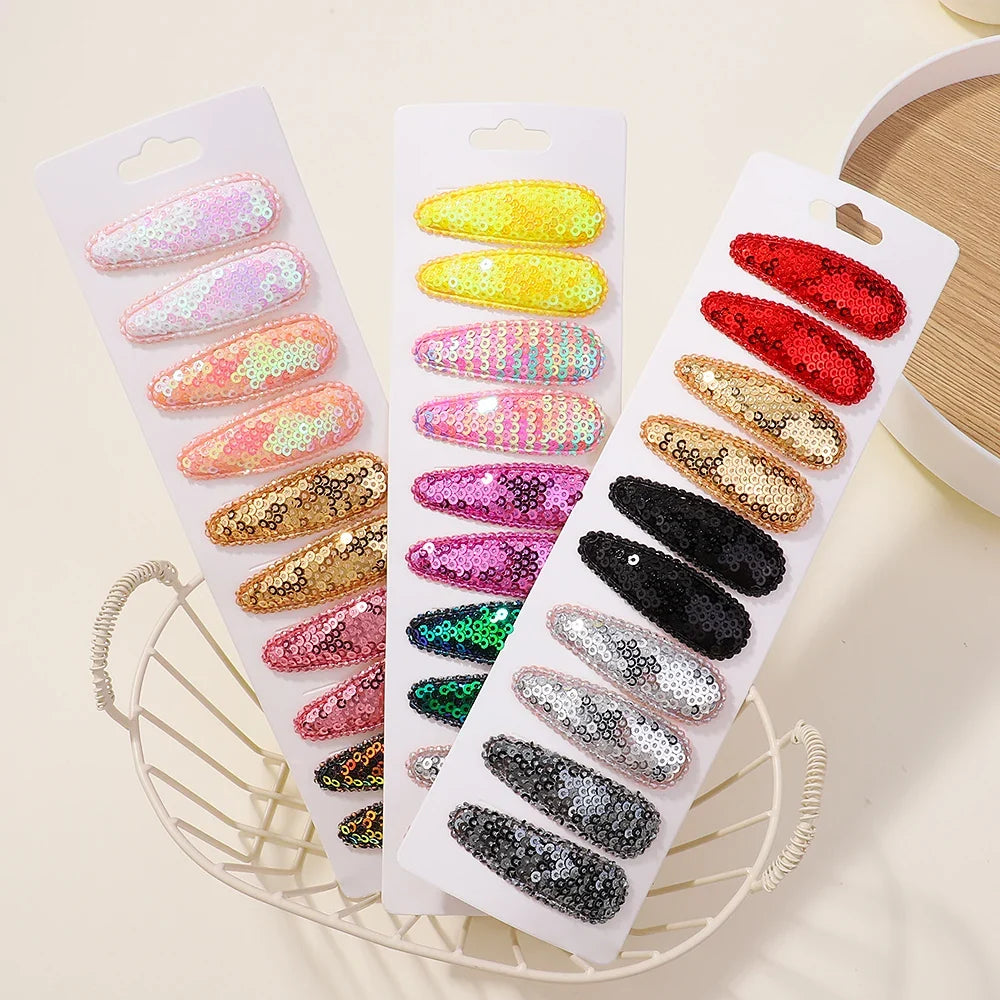 10Pcs/Lot Fresh Print Cotton Alloy Hair Clips for Kids Fabric Plaid BB Hairpins Girl Hairgripe Headwear Baby Hair Accessories