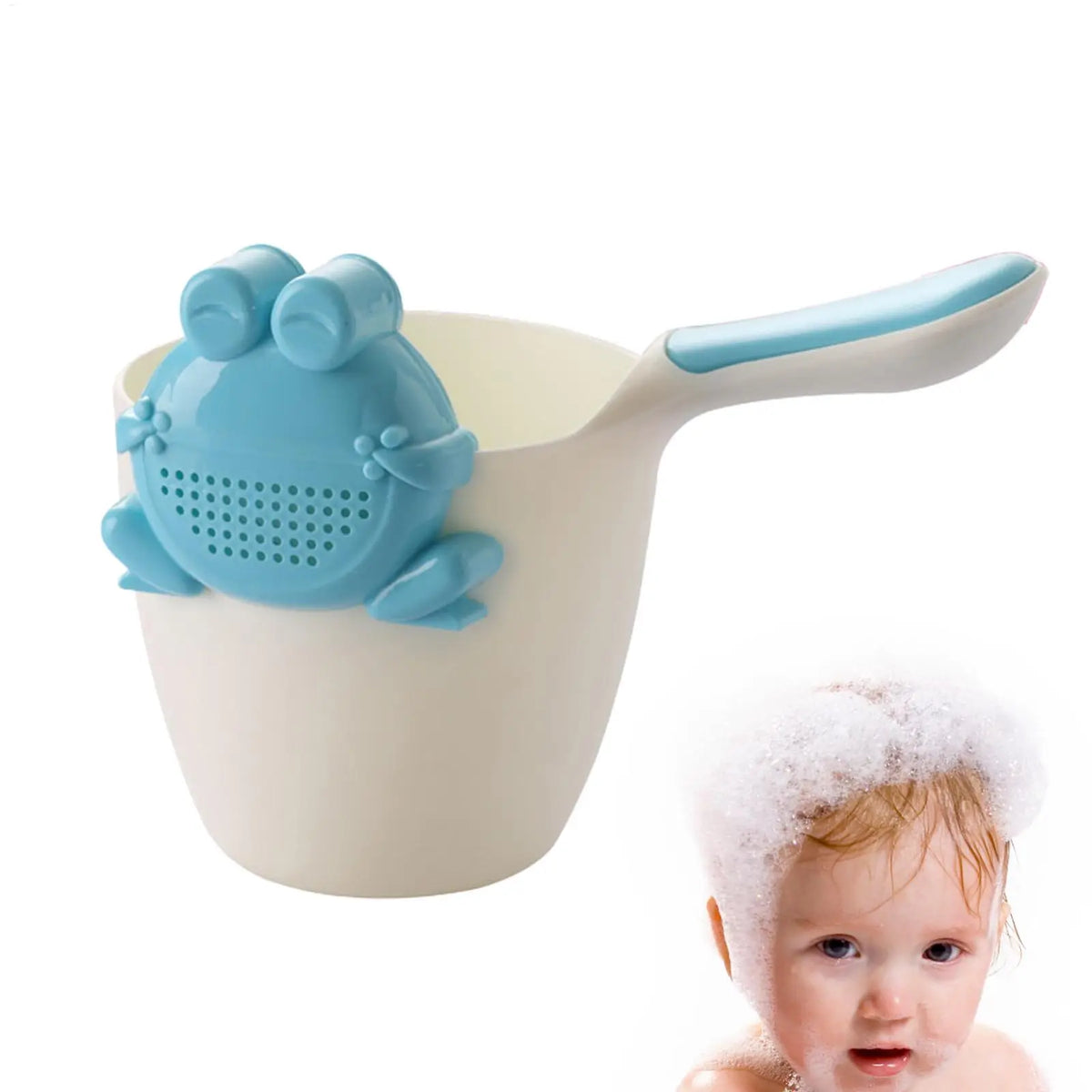 Baby Kids Bath Pail Body Washing Shower Rinser Shower Cup with Bear Design for Rinsing Hair and Protecting Infant Eyes