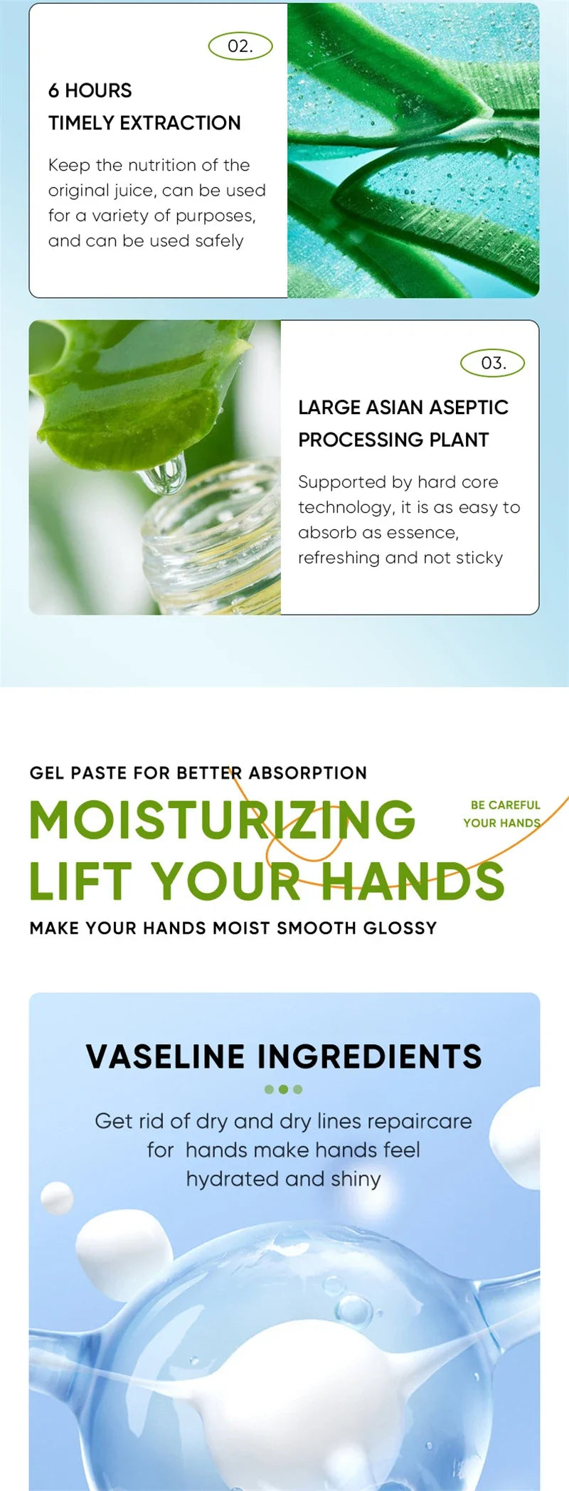 Aloe Vera Nourish Hand Cream Refreshing Hydrate Moisturize Fast Absorb Soften Dry Hands Restore Natural Skin Radiance Lotion