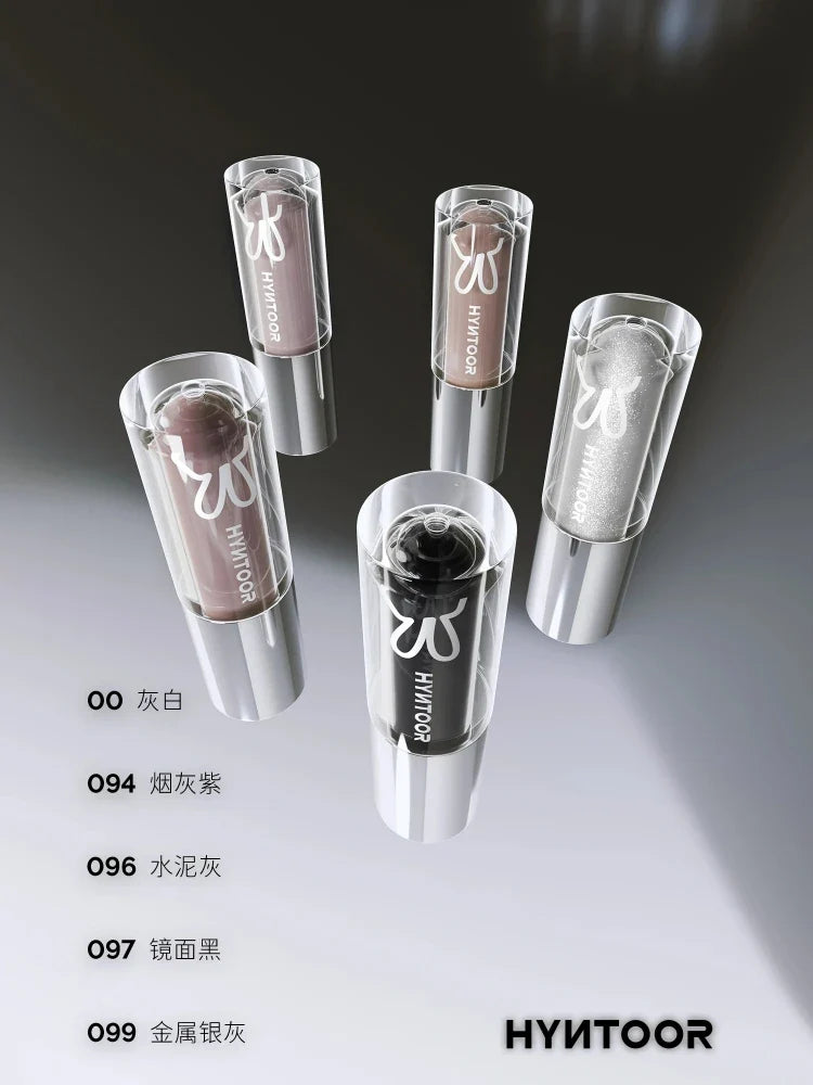 HYNTOOR Mirror Moist Lip Gloss Gothic Pure Black Silver Fine Flash Low Saturation Lasting Makeup Halloween Makeup
