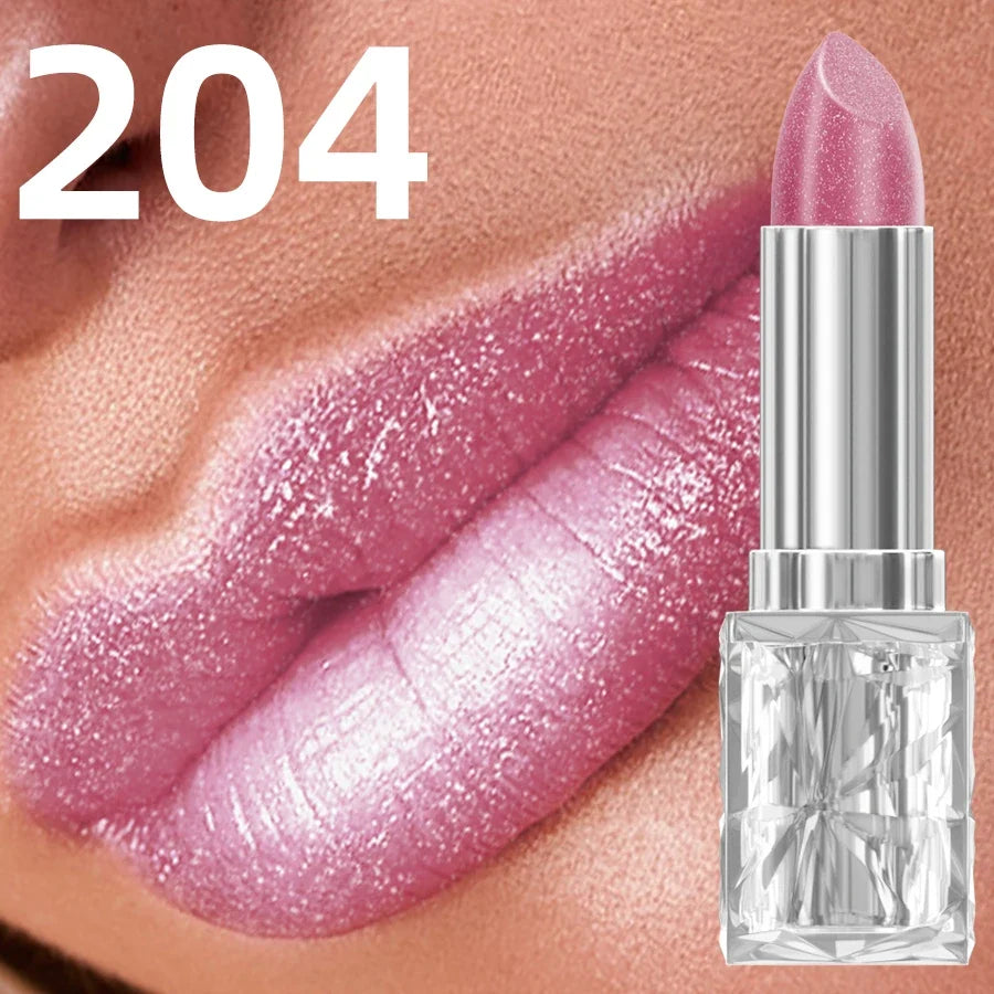7 Colors Pearlescent Pink Metallic Glitter Velvet Lipstick Waterproof Long Lasting Korean Makeup Gift Matte Shimmer Lip Tint