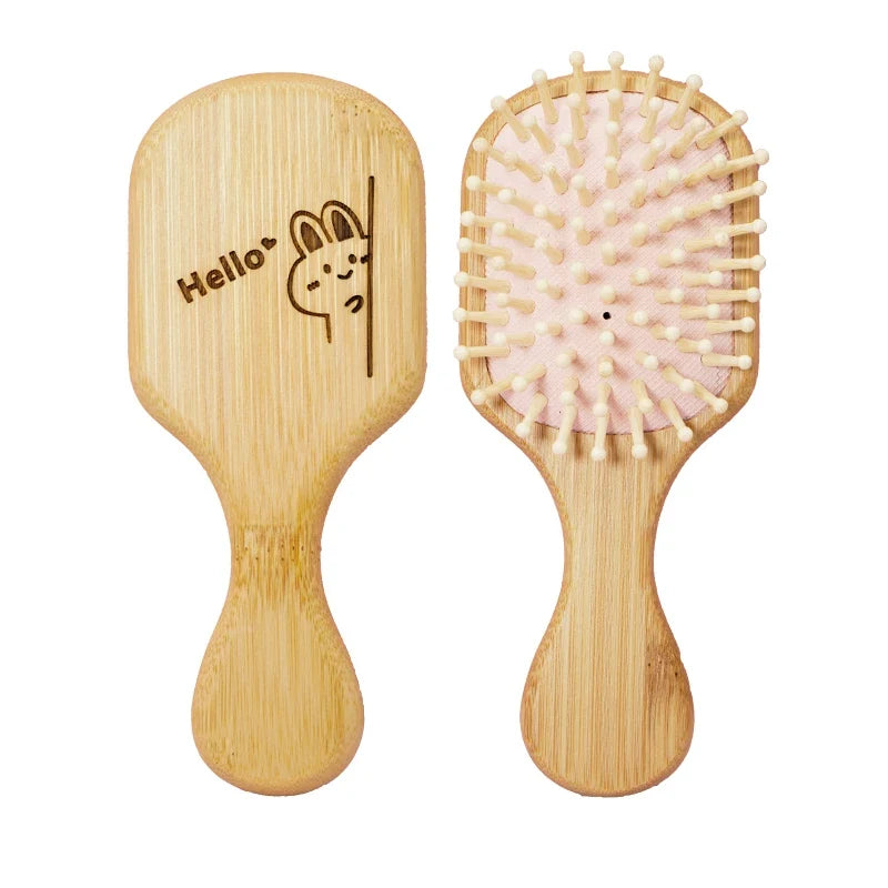 Cute Cat Hair Brush Nature Wooden Anti-Static Detangle Brush Hair Scalp Massage Comb Air Cushion Styling Tools for Child Girls