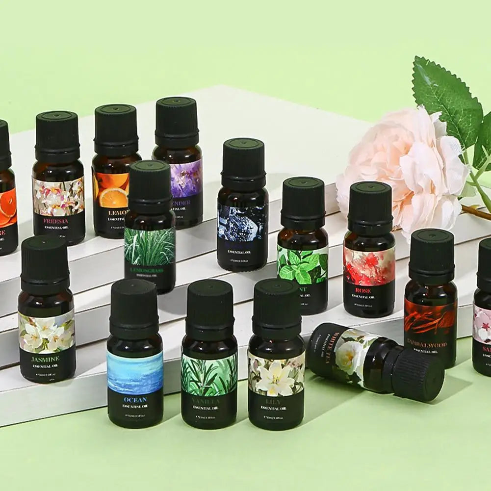 15 Scents Water Soluble Fragrance Oils - 10ml Aromatherapy Oil for Diffuser, Room Deodorizer, Air Freshener, Home & Car