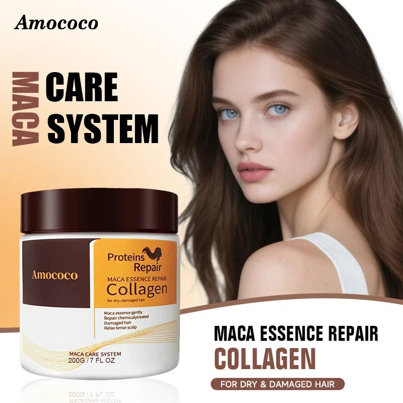 Amococo 2pcs Hair Mask 200g Each Protein Collagen Hair Mask for Dry Hair Deep Conditioning Moisturizing Hair Treatment Mask Nourishing Hair Care Mask for Women Salon Hair Care