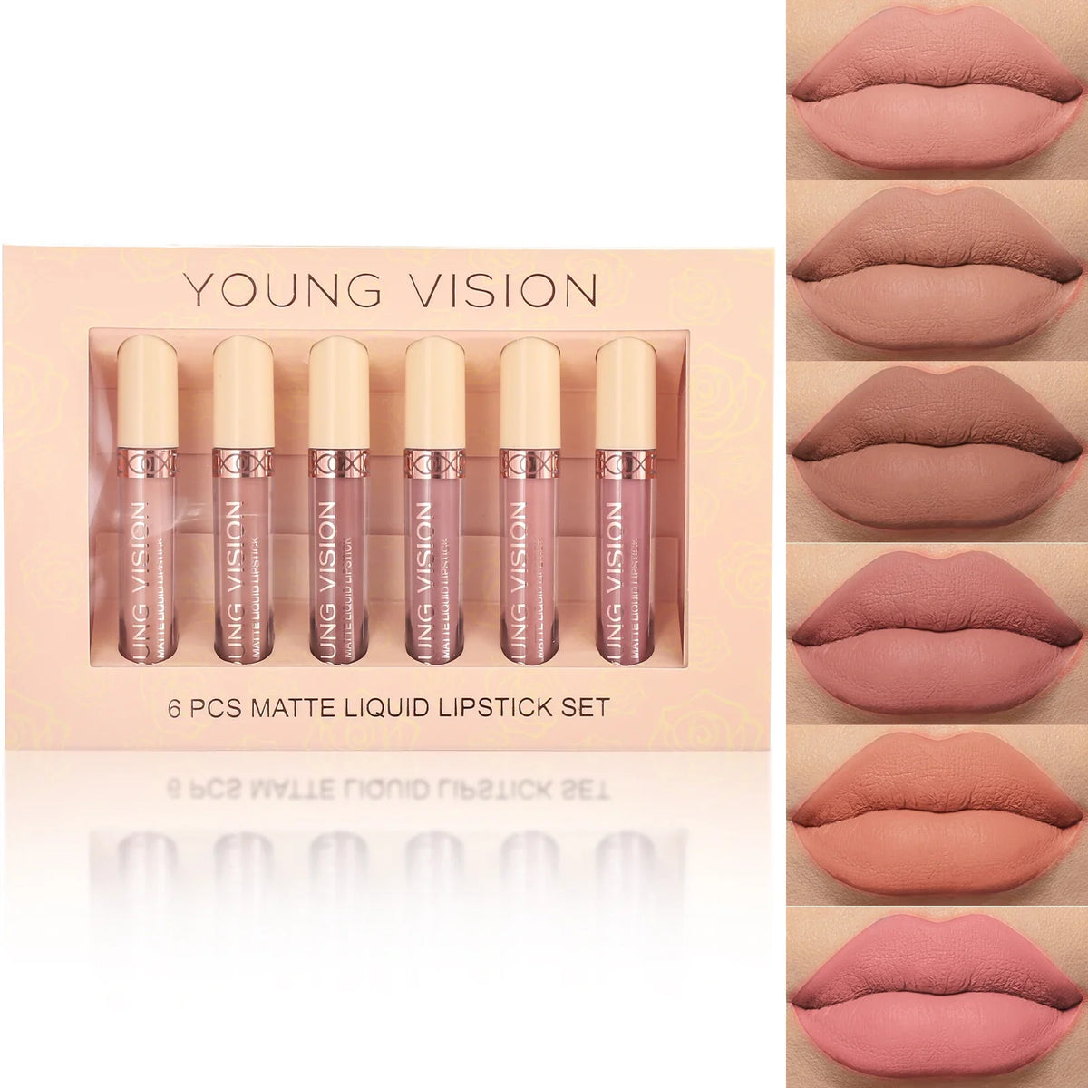 6pcs/pack lip gloss set, long-lasting non stick cup liquid lipstick velvet matte lip gloss