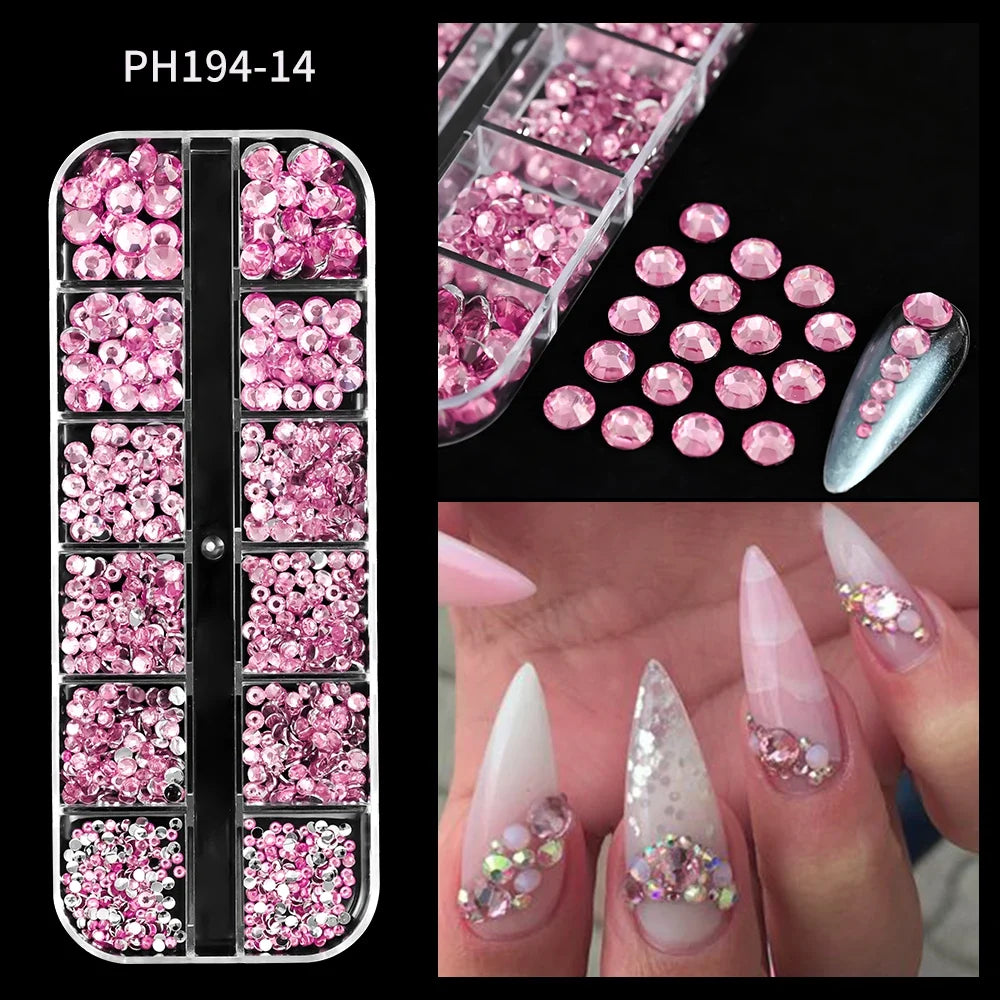 12 Grids Flatback Gold Silver Pearl Beads Nail Charms Round Caviar Ball For Nail Art Decorations 3D Nail Jewelry Rhinestones