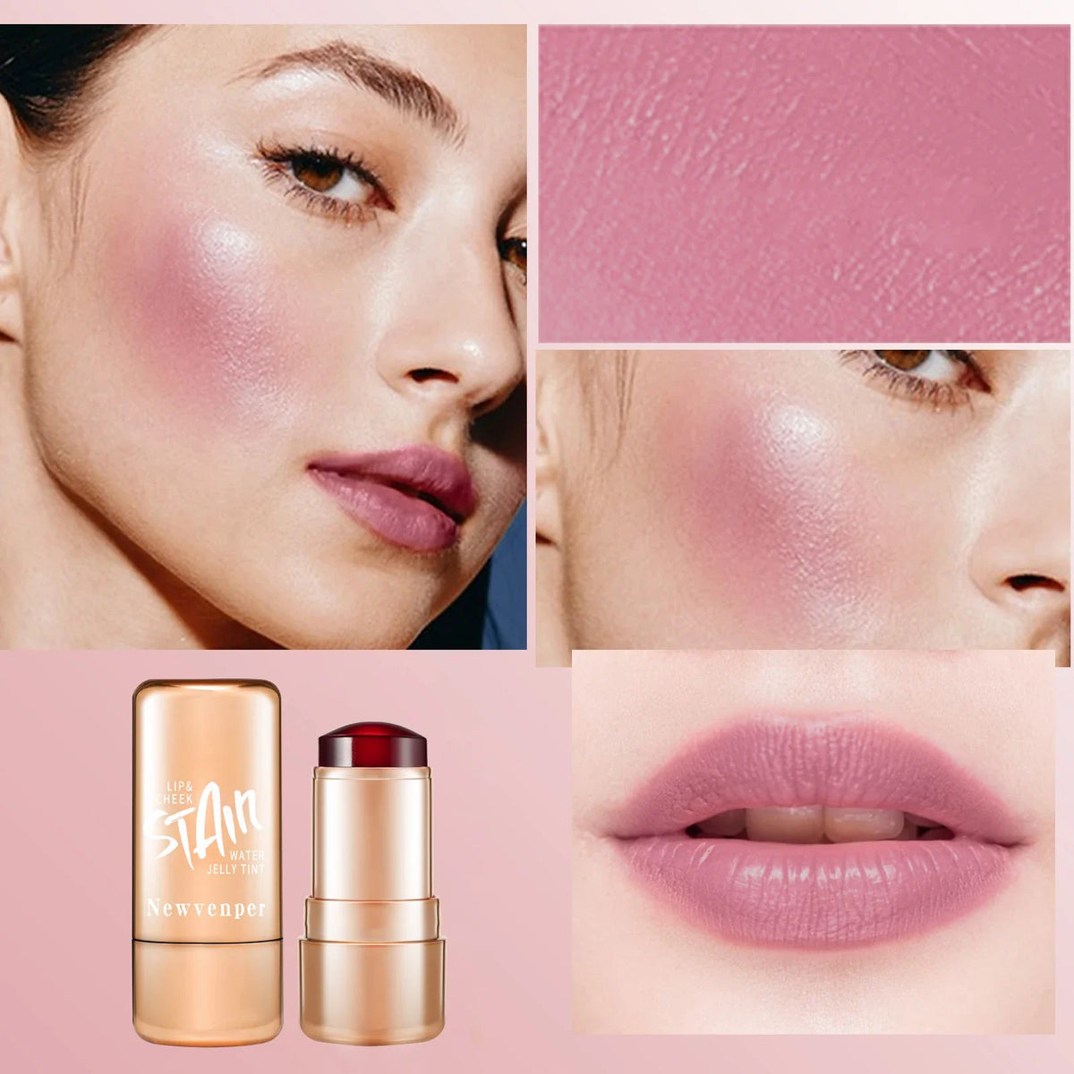 3Pcs Durable Waterproof Water Jelly Tint Blush Stick for Face and Lip，Non-Sticky，Long Lasting，Moisturizing，Nourishing