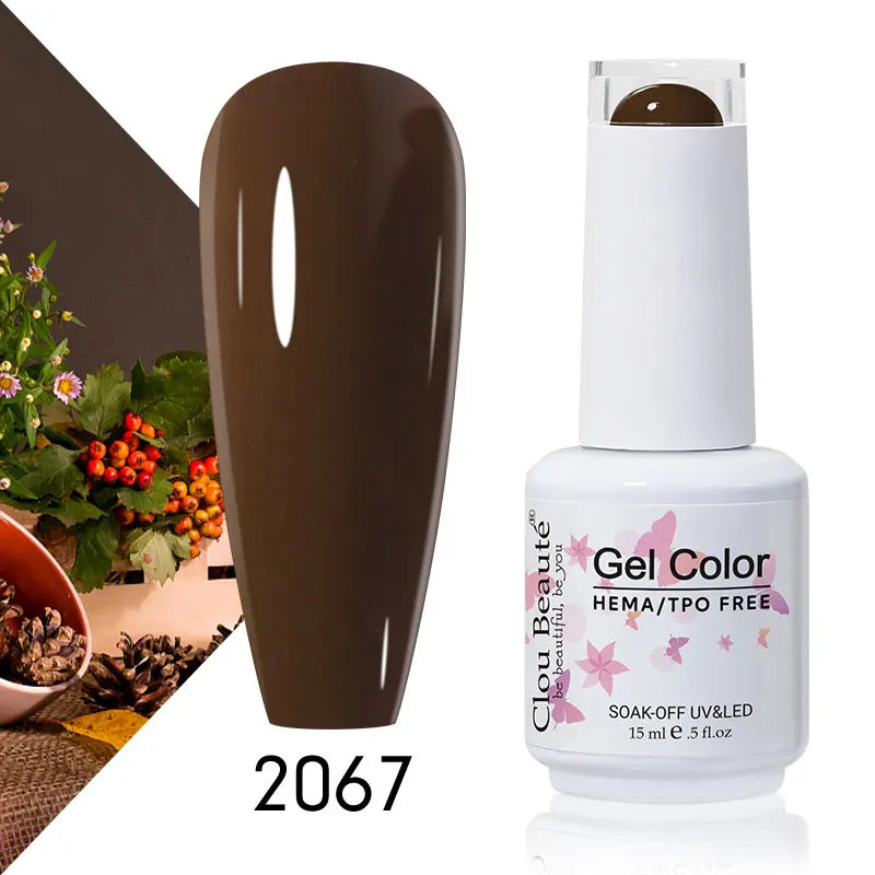 Clou Beaute Coffee Colors Nail Gel Polish HEMA/TPO FREE Soak off UV/LED 15ml Vernis Semi Permanent Nail Varnish 15ml Base Top
