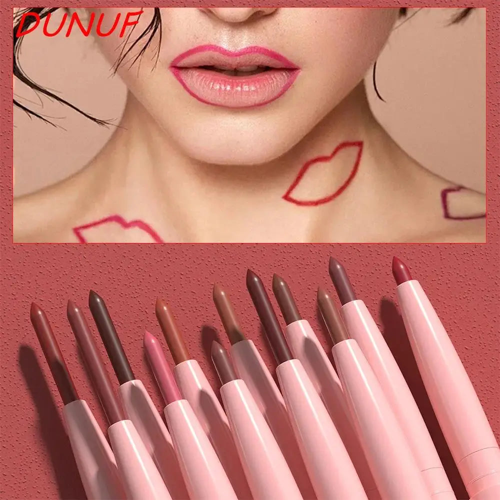 DUNUF 12 Color Matte Lip Liner Pencil Set Waterproof Smudge Proof Long Lasting Vegan Cruelty Free Lipstick Makeup Kit